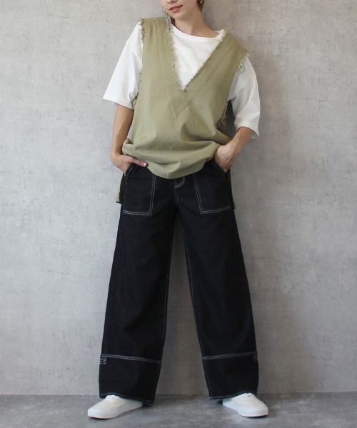「Emma（SELECT LEVERY）」 デニムパンツ X-LARGE ホワイト レディース_画像2