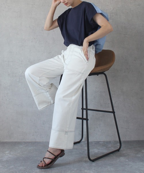 「Emma（SELECT LEVERY）」 デニムパンツ X-LARGE ホワイト レディース_画像7