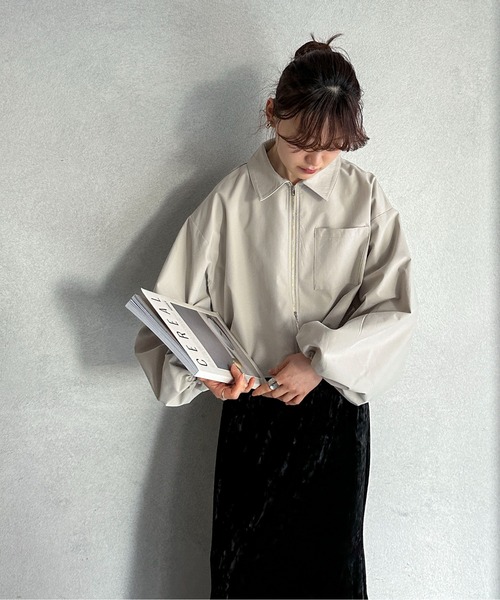 「feepur」 ナイロンブルゾン MEDIUM アイボリー レディース_画像8