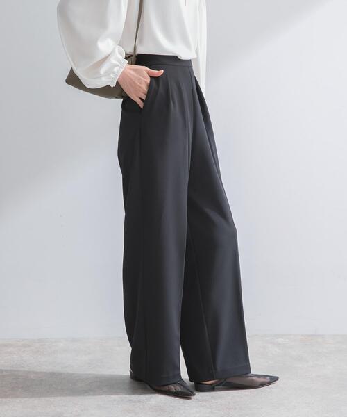 パンツ ストレッチツイルタックストレートパンツ レディース