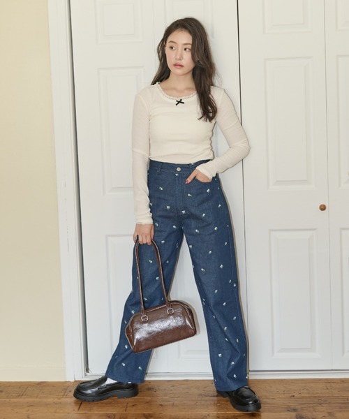 「paravion」 デニムパンツ MEDIUM ブラック レディース_画像6