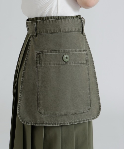 スカート OPENYY PLEATS LAYERED POCKET BELT, KHAKI AVIREX（アヴィレックス） ロング スカート MILITARY POCKET BELT