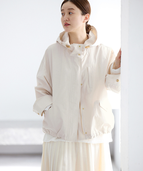 【IÉNA(イエナ)】フード付きジップジャンパー　ブルゾン　リネン混　春秋用 VERMEIL par iena｜《追加》ノーカラーギャザーZIPブルゾン | Rakuten