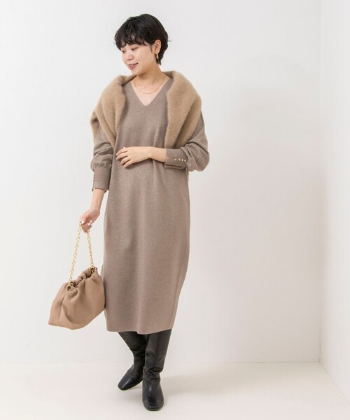 「NOLLEY'S Sophi」 長袖ワンピース 36 ダークネイビー レディース_画像8