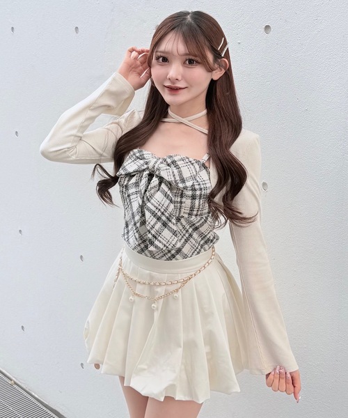 NOMAE（ノーマエ） tシャツ ツィードリボンキャミボレロアンサンブル