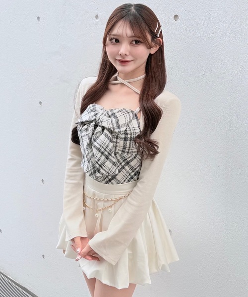 NOMAE（ノーマエ） tシャツ ツィードリボンキャミボレロアンサンブル