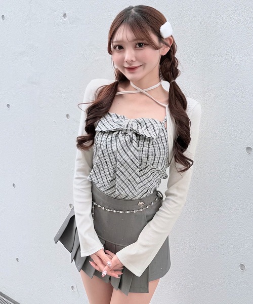 NOMAE（ノーマエ） tシャツ ツィードリボンキャミボレロアンサンブル