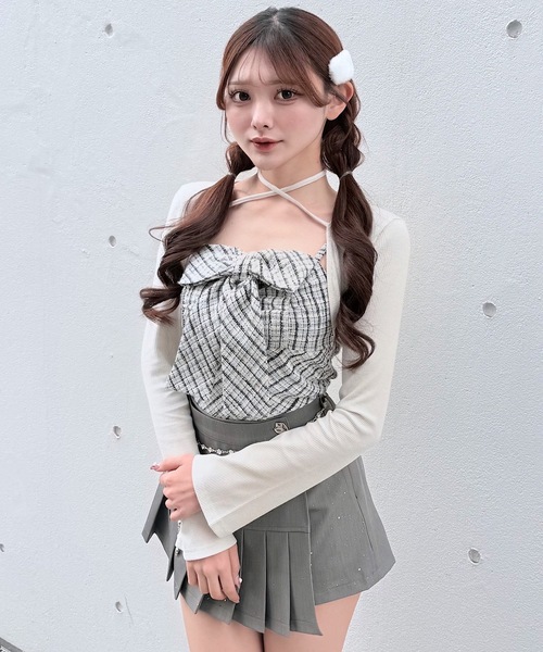 NOMAE（ノーマエ） tシャツ ツィードリボンキャミボレロアンサンブル