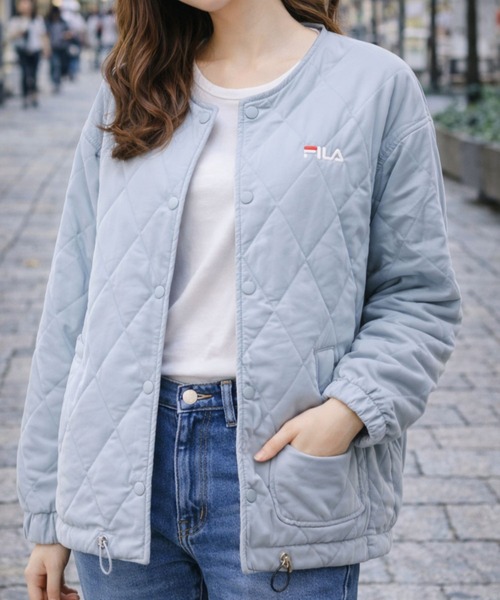 1月3日迄 unfil ノーカラーリバーシブルジャケットウール100% サイズL FILA（フィラ） ジャケット ノーカラージャケット FILA UVリバーシブル