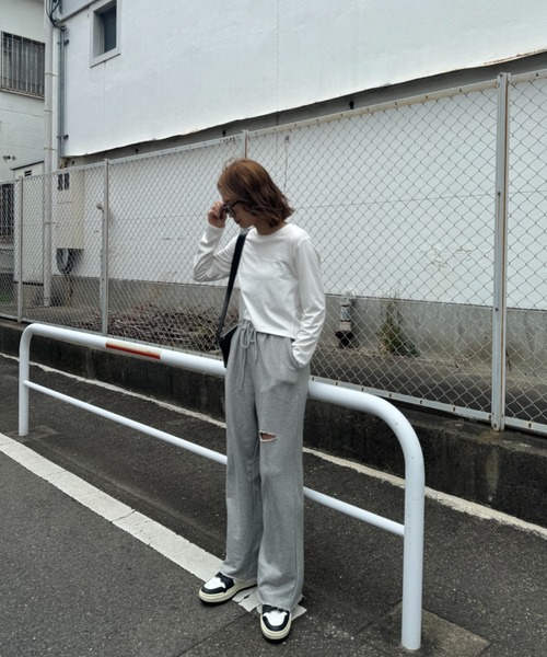 「ISOOK」 長袖カットソー FREE ホワイト レディース_画像9