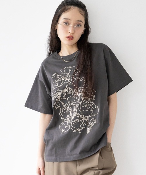 RAGEBLUE（レイジブルー） tシャツ 半袖 フラワー刺繍Tシャツ