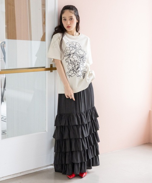 RAGEBLUE（レイジブルー） tシャツ フラワー刺繍Tシャツ レディース