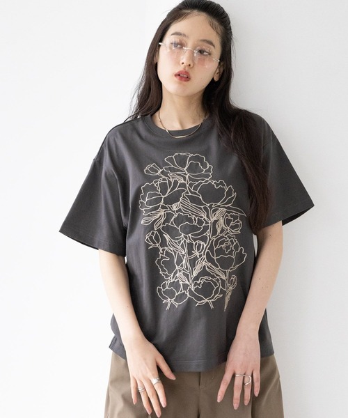 RAGEBLUE（レイジブルー） tシャツ フラワー刺繍Tシャツ レディース