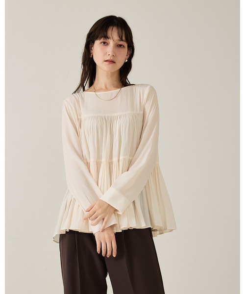 「qualite」 長袖ブラウス フリー オフホワイト レディース_画像2