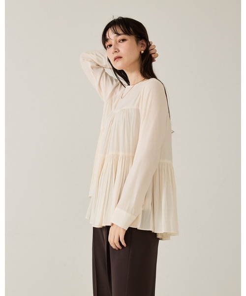 「qualite」 長袖ブラウス フリー オフホワイト レディース_画像3