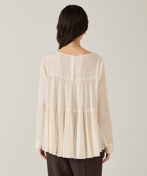 「qualite」 長袖ブラウス フリー オフホワイト レディース_画像4