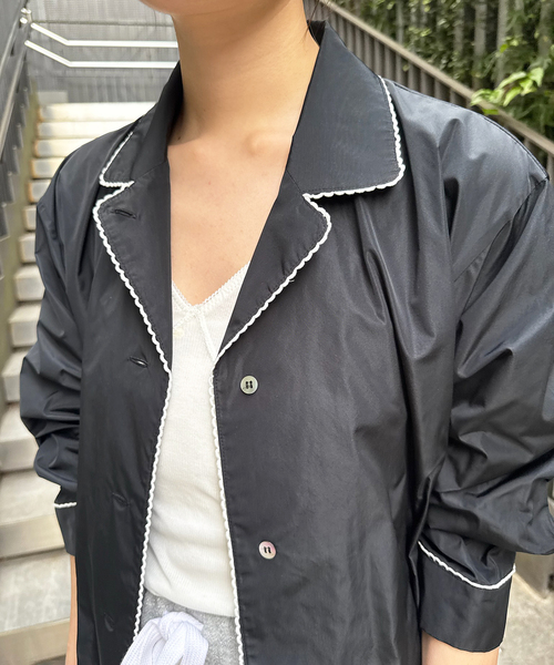 ブラウス シャツ タフタパジャマシャツ レディースの画像