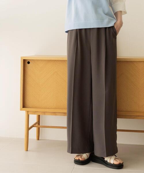 ワイドパンツ パンツ 「ストレッチ／防シワ／洗濯機OK」美脚イージーワイドパンツ「SS〜LL／7col／セットアップ可／丈が選べる」 レディースの画像
