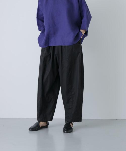 ワイドパンツ パンツ コットンリネンボリュームパンツ レディースの画像