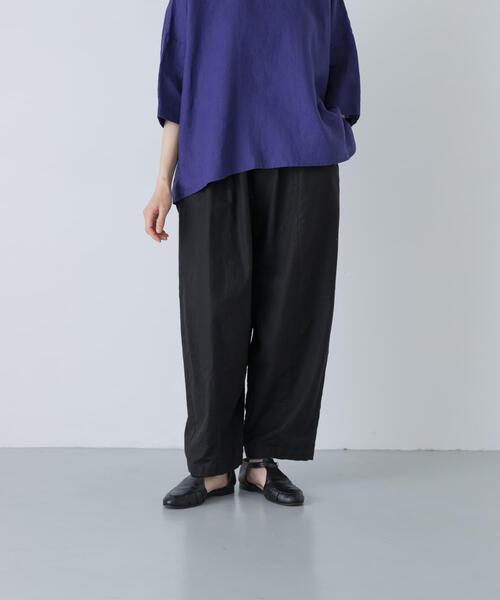 ワイドパンツ パンツ コットンリネンボリュームパンツ レディースの画像