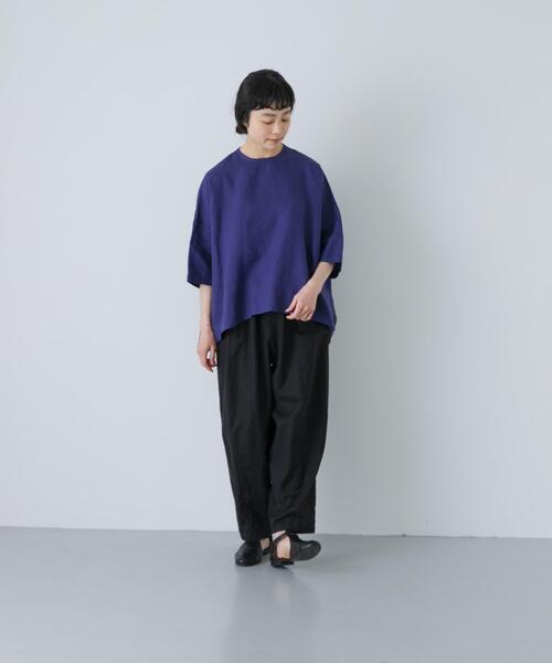 ワイドパンツ パンツ コットンリネンボリュームパンツ レディースの画像