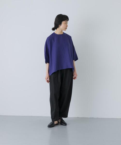 ワイドパンツ パンツ コットンリネンボリュームパンツ レディースの画像