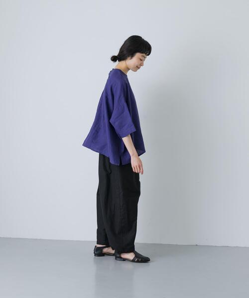 ワイドパンツ パンツ コットンリネンボリュームパンツ レディースの画像