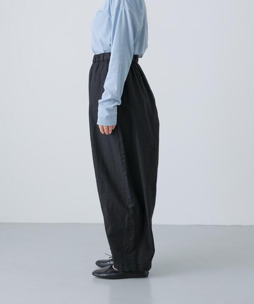 ワイドパンツ パンツ コットンリネンボリュームパンツ レディースの画像