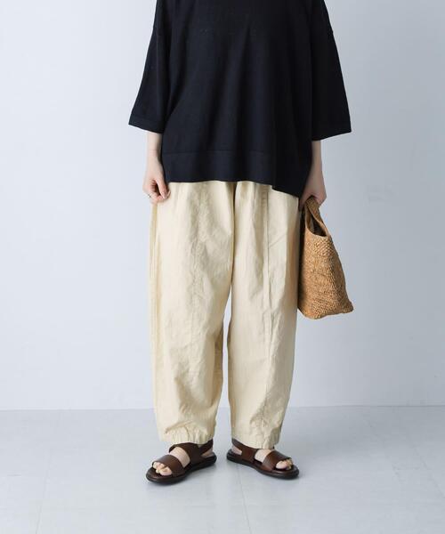 ワイドパンツ パンツ コットンリネンボリュームパンツ レディースの画像