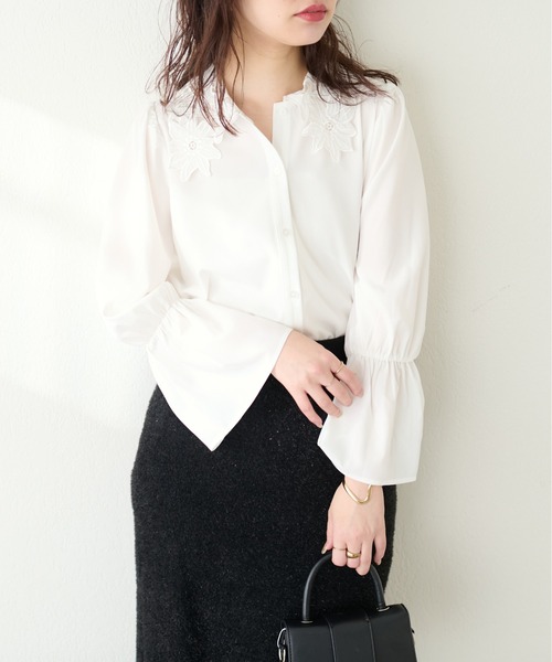 「natural couture」 長袖ブラウス FREE ネイビー レディース_画像9
