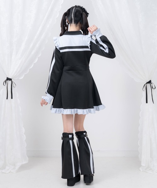 「DearMyLove」 長袖ワンピース LARGE ブラック×ブルー レディース_画像6