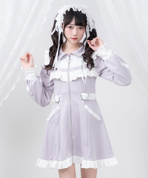 「DearMyLove」 長袖ワンピース LARGE ブラック×ブルー レディース_画像7
