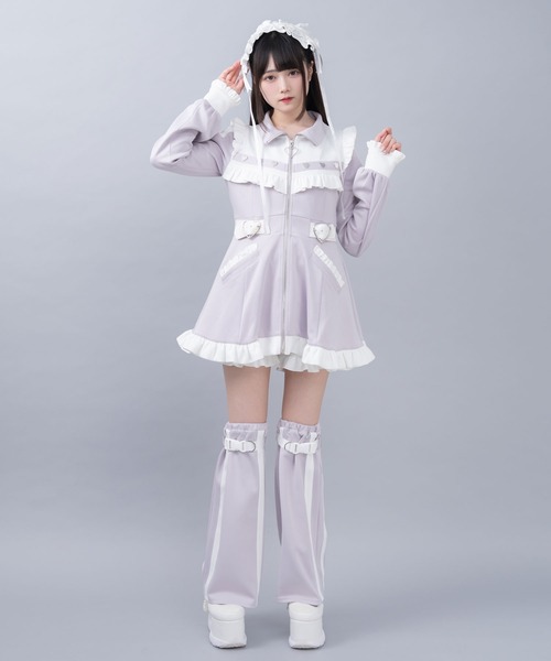 「DearMyLove」 長袖ワンピース LARGE ブラック×ブルー レディース_画像9