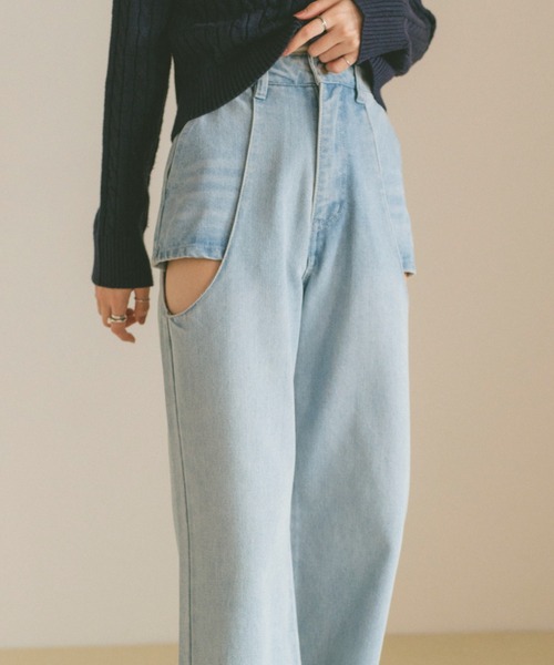 「VANNIE U」 デニムパンツ L ブラック レディース_画像7