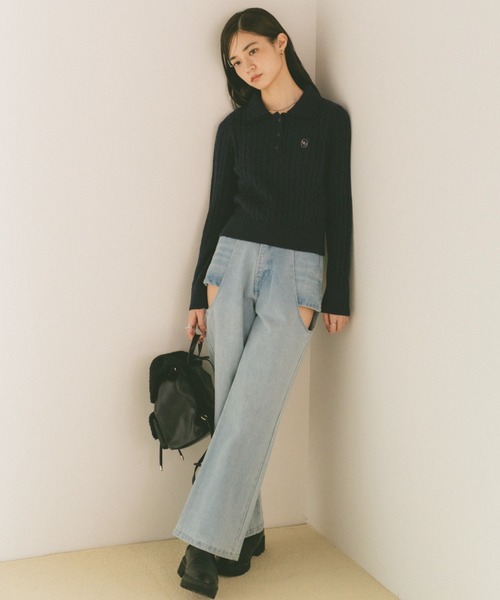 「VANNIE U」 デニムパンツ L ブラック レディース_画像8