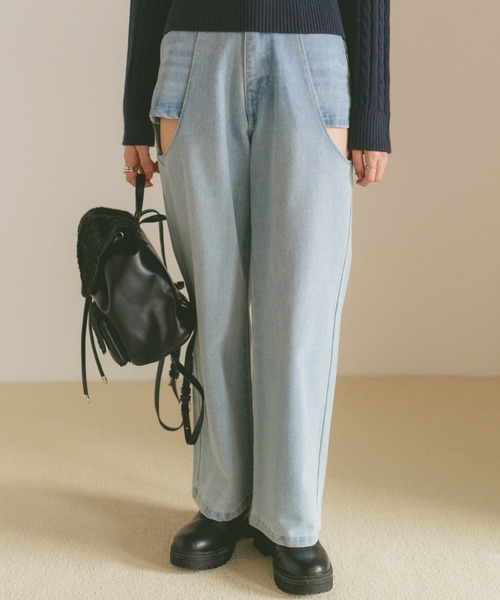 「VANNIE U」 デニムパンツ L ブラック レディース_画像9