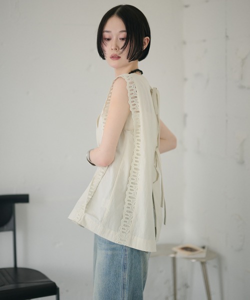 ブラウス シャツ ladder lace double ribbon multi way blouse /ラダー