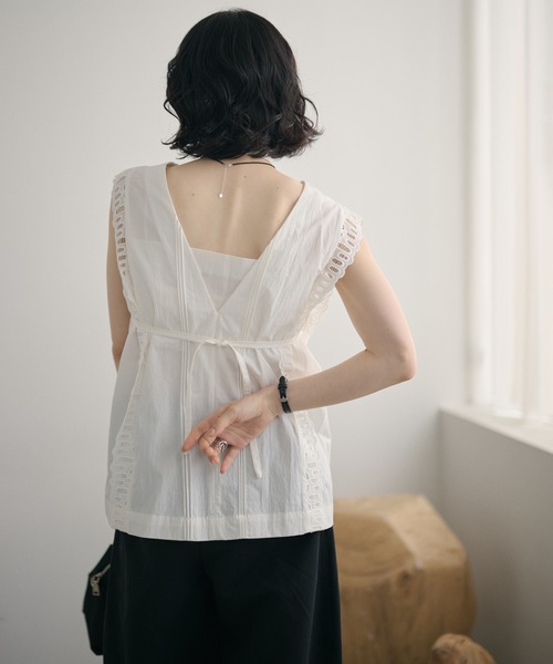 ブラウス シャツ ladder lace double ribbon multi way blouse /ラダー 