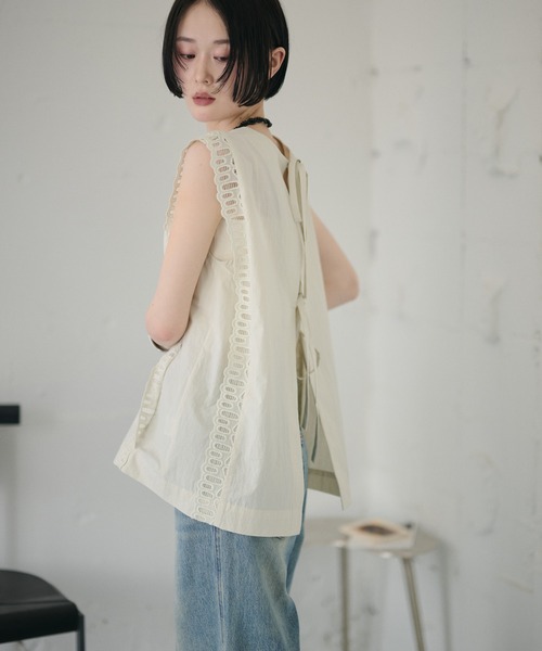 ブラウス シャツ ladder lace double ribbon multi way blouse /ラダー 