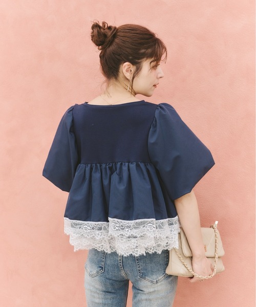 Olu.（オルドット） tシャツ 半袖 ボリュームレースフリルトップス