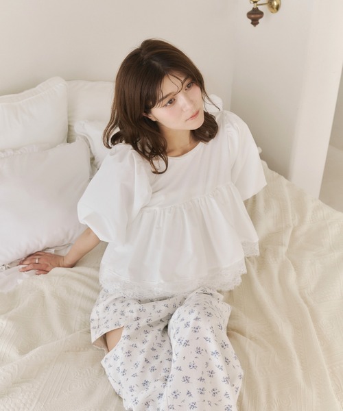 Olu.（オルドット） tシャツ 半袖 ボリュームレースフリルトップス