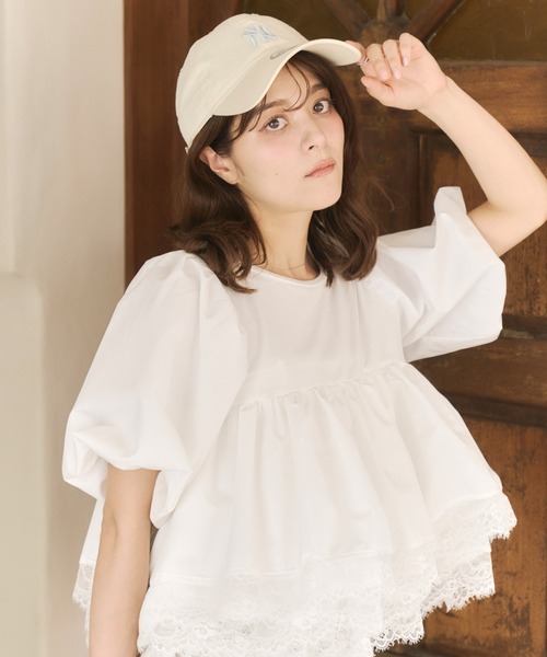 Olu.（オルドット） tシャツ 半袖 ボリュームレースフリルトップス