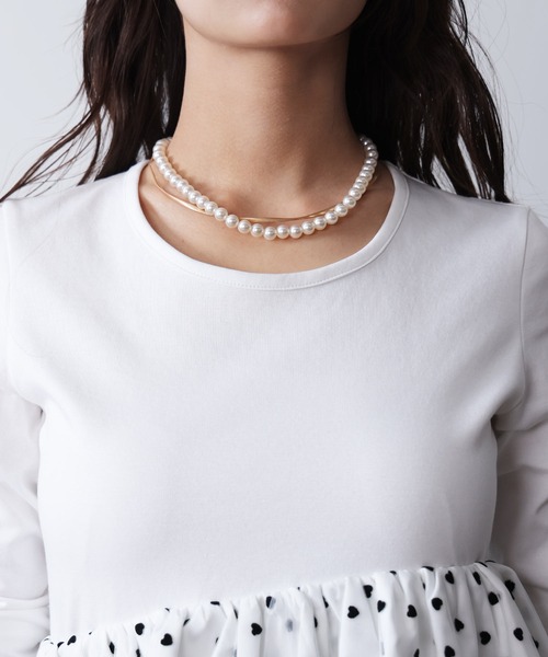 「PICCIN PERLA」 長袖カットソー M オフホワイト レディース_画像4