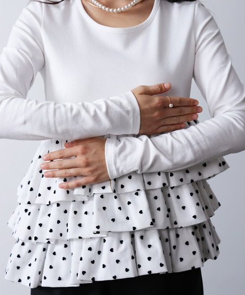 「PICCIN PERLA」 長袖カットソー M オフホワイト レディース_画像5