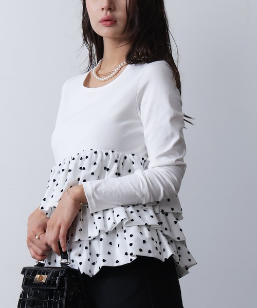 「PICCIN PERLA」 長袖カットソー M オフホワイト レディース_画像8