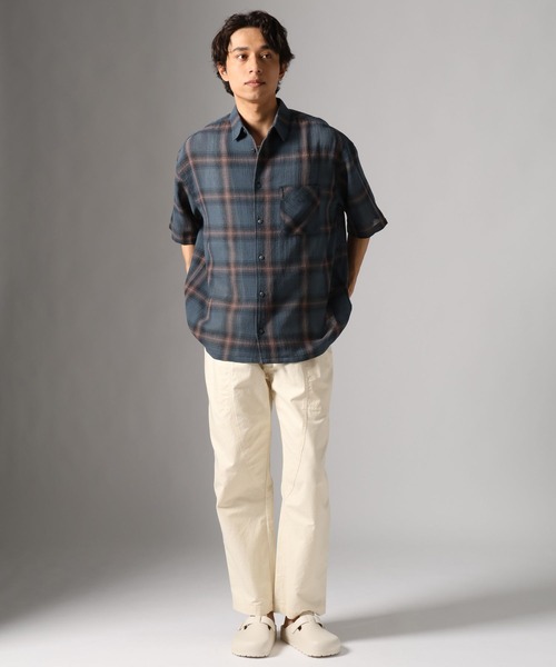 BAYFLOW（ベイフロー） シャツ 半袖 シアーオンブレチェックシャツ