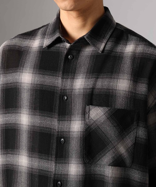 BAYFLOW（ベイフロー） シャツ 半袖 シアーオンブレチェックシャツ