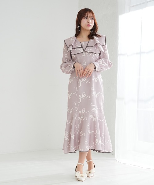 「ASTORIA ODIER」 長袖ワンピース LARGE ピンク レディース_画像2