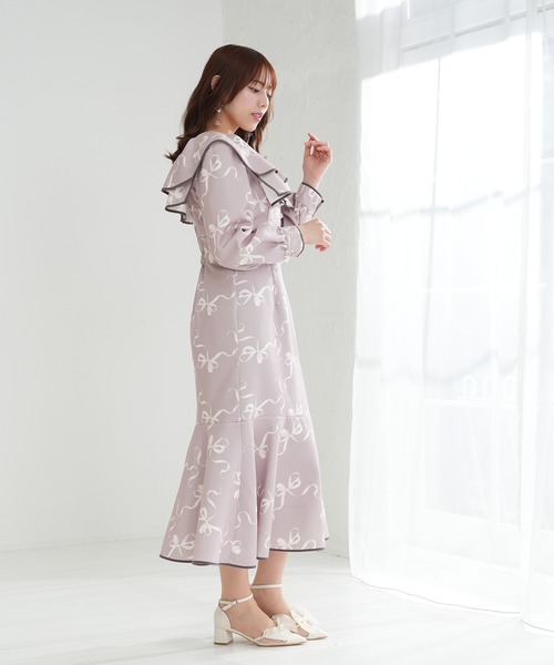 「ASTORIA ODIER」 長袖ワンピース LARGE ピンク レディース_画像4