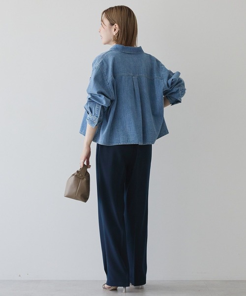 「AMERICAN HOLIC」 長袖シャツ L インディゴブルー レディース_画像4